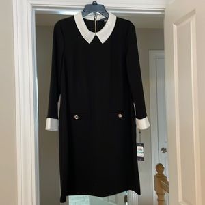 NWT Tommy Hilfiger Collared Black and White Shift Dress Size 16